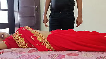 Freshly married red-hot indian desi village aunty was porking rock-hard with step-son on clear Hindi audio